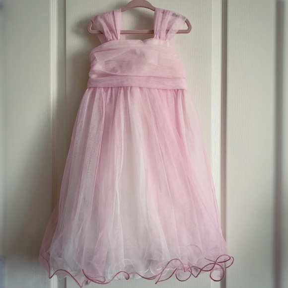 Girl’s Rose & Cream Chiffon Babydoll Dress - Picture 1 of 2